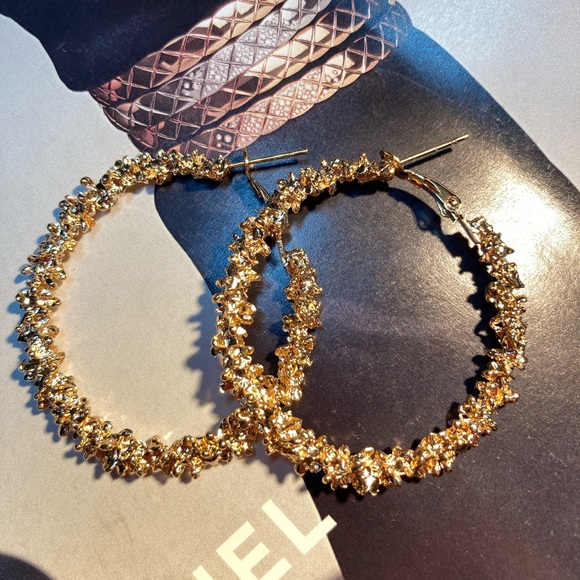 Gold Tone Hoop Earrings - Picture 2 of 5